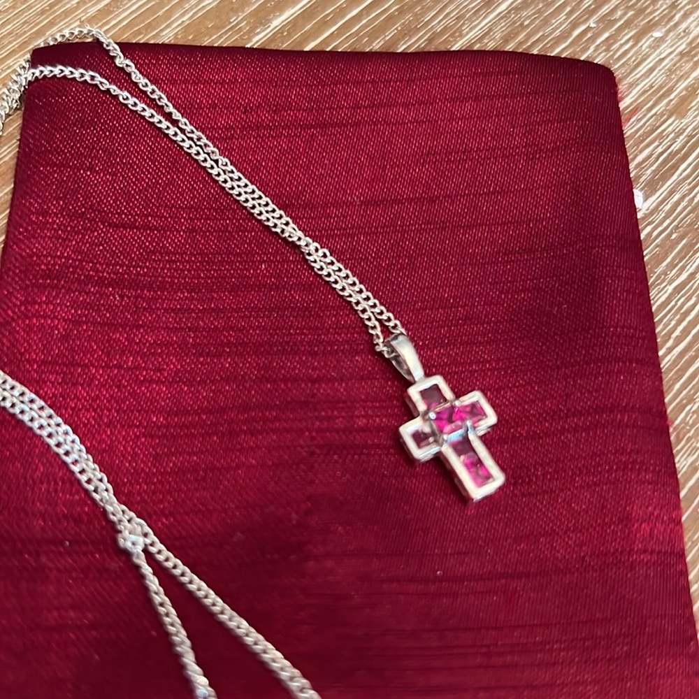 Sterling Silver Ruby Mini Cross. - image 4